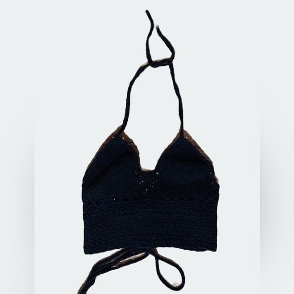 crocheted midriff halter top small - Picture 4 of 7